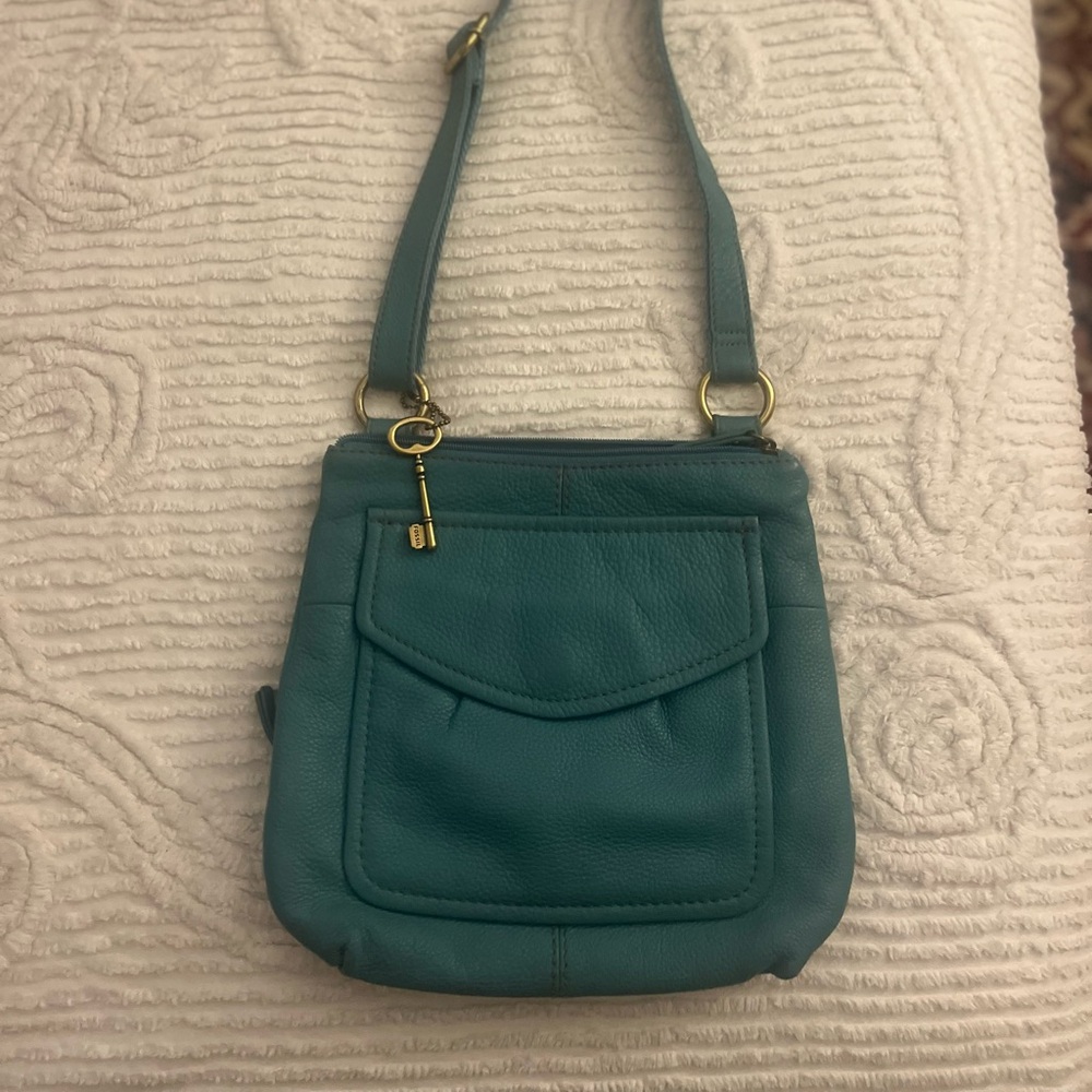 Real fossil leather shoulder bag